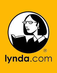 Lynda.com logo, which is a drawing of woman reading book