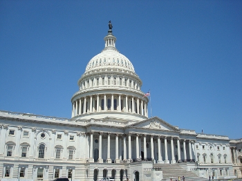 exterior of U.S. Capitol building against blue sky