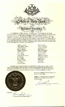 New York State certificate of ascertainment