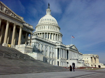 U.S. Congress exterior against blue sky