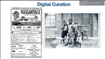 slide from ALAAC21 session showing newspaper, old photo of Black boys standing together