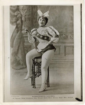 Full figured woman in patriotic corset with baton