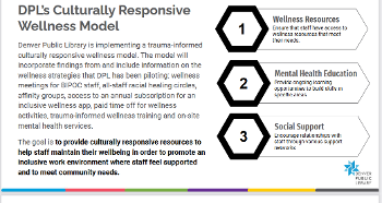 DPL's culturally responsive wellness model slide for presentation