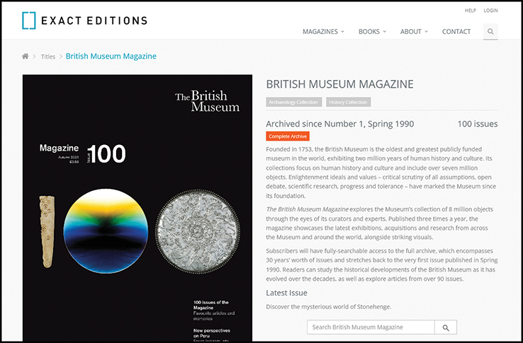 British Museum Magazine, Digital Archive | Reference eReviews