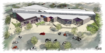 aerial view rendering of new Thornton Community Center