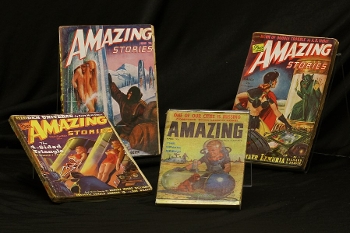 Four vintage Amazing Stories magazines