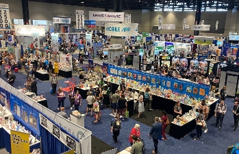 ALA Annual 2023 show floor packed with people, viewed from above
