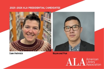 head shots of Sam Helmick and Ray Pun on ALA background