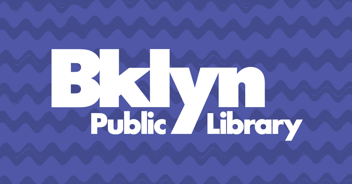 Brooklyn Public Library logo with wavy blue background