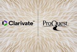 Clarivate and ProQuest logos on a wavy background