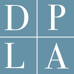 Digital Public Library of America logo (capital letters D P L A in white lettering in blue/gray boxes)