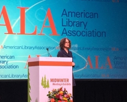 Activist Robin DiAngelo speaks at the ALA Midwinter conference