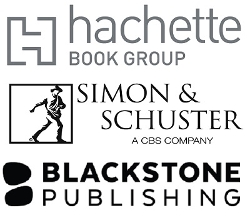 Hachette, Simon & Schuster, and Blackstone Publishing logos