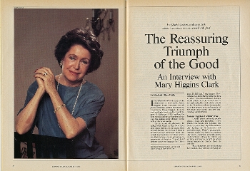 Opening Spread of 1990 LJ cover feature on Mary Higgins Clark