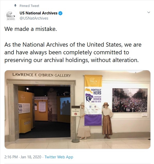 National Archives Doctors Women’s March Photo, Apologizes