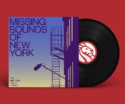 Missing Sounds of NY album cover with LP halfway out