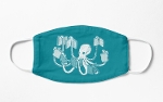 blue face mask with octopus holding books in each arm