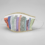 face mask with book pattern