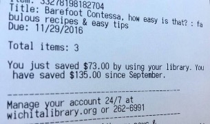 checkout receipt showing money saved by not buying the book