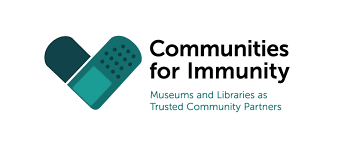 Communities for Immunity logo - folded green band-aid in a v-shape
