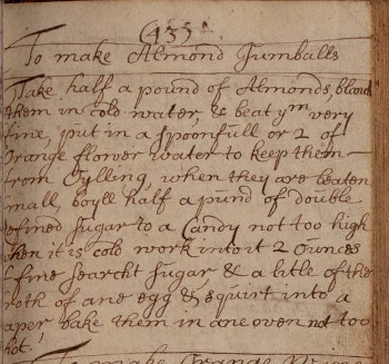 handwritten recipe in old cursive hand, titled