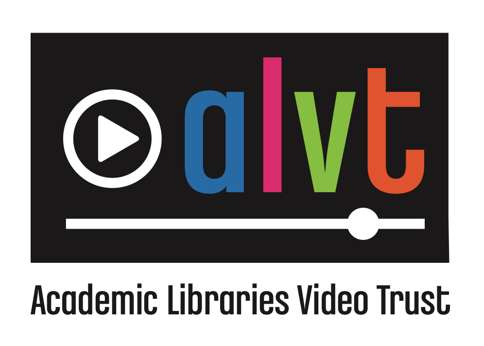 Academic Libraries Video Trust logo: audiovisual 'play' symbol with arrow in circle followed by lowercase letters a l v t